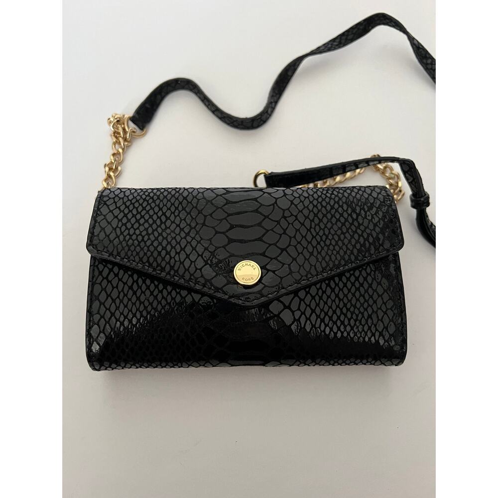 Michael Kors Women's Phone Crossbody Wallet Purse Black Genuine Leather Bag - Picture 2 of 11